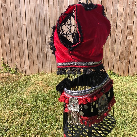 Velvet Belly Dance Vest Bra and Hip Scarf - Picture 11 of 15